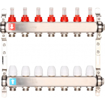 Коллектор регулируемый с расходомерами GAPPO G424.7 7-вых. x1"x3/4"