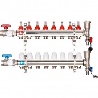 Коллектор регулируемый с расходомерами GAPPO G421.8 8-вых. x1"x3/4" Коллектор регулируемый с расходомерами GAPPO G421.8 8-вых. x1"x3/4"